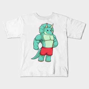 Triceratops as Bodybuilder at Bodybuilding Kids T-Shirt